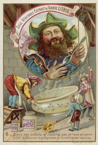 Trade card for Liebig meat extract by European School